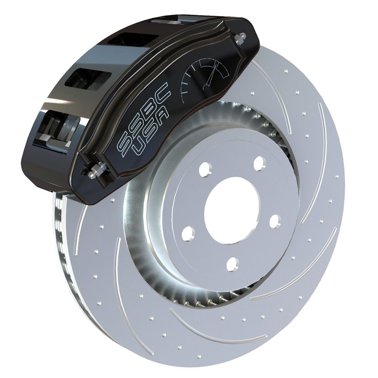 A551-20BLK-DS ​Front Redline 6-Piston Billet Aluminum Caliper Kit for 2015-2023 Mustang [Includes DS Rotors, Black]
