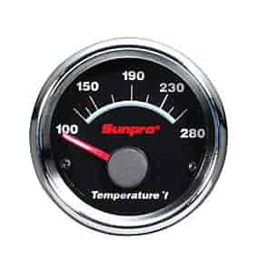 2IN. Super III Black Dial Chrome Face Electrical Water/Oil TempGa