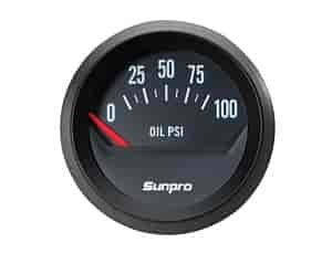 2IN. Black-Dial Chrome Elec. Oil PSI Gauge