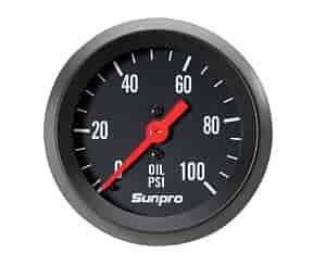 2IN. Black-Dial Chrome Oil PSI Gauge