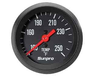 Mechanical Water/Oil Temperature Gauge 2" Black-Dial Face