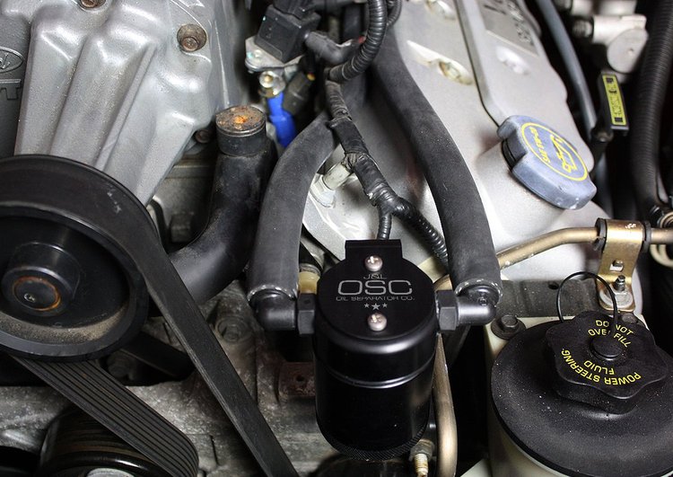 Oil Separator 3.0, Driver Side, Black Anodized [1999-2004 Ford Mustang Cobra & 2003-2004 Ford Mustang Mach 1]