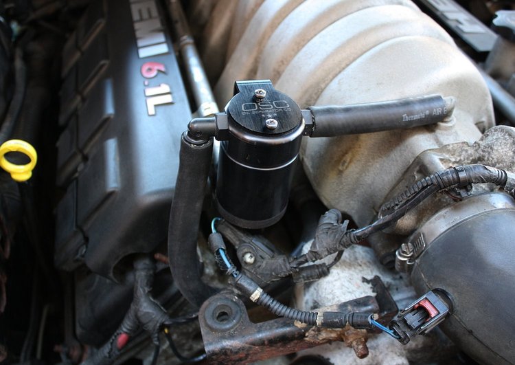 Oil Separator 3.0 Passenger Side, Black Anodized [2005-2010 6.1L Hemi SRT8 Dodge Charger, Challenger, 300C, Magnum & Jeep]