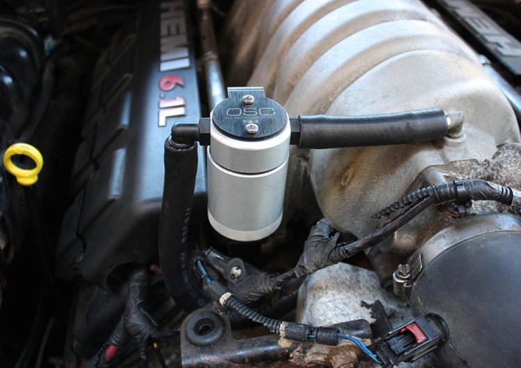 Oil Separator 3.0 Passenger Side, Clear Anodized [Satin] [2005-2010 6.1L SRT8 Dodge Charger, Challenger, 300C, Magnum & Jeep]