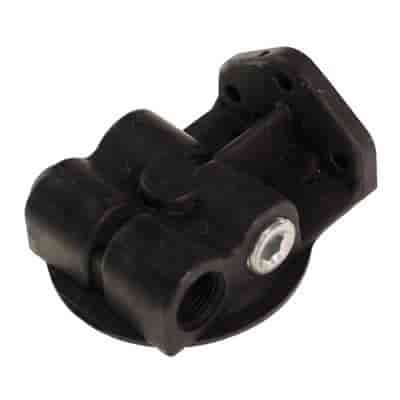 Cast 4 port remote filter mount flat mounting surface black anodized with 13/16 -16 thread
