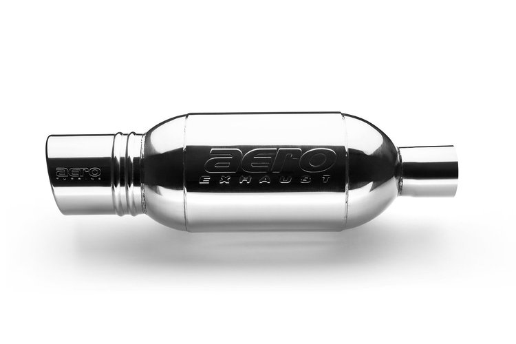 Turbine Performance Muffler, Inlet/Outlet: 2.500 in./4 in., Overall Length: 19 in. [Mirror Polished Finish]