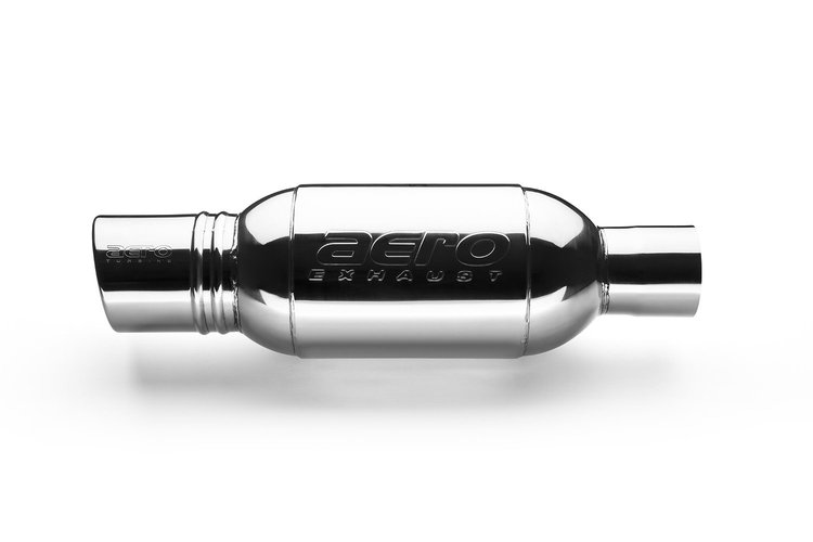 Turbine Performance Muffler, Inlet/Outlet: 3 in./4 in., Overall Length: 19 in. [Mirror Polished Finish]