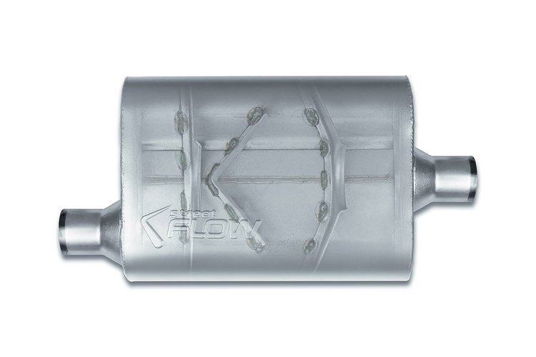 Street-Series Street Flow Muffler, 2-Chamber Inlet/Outlet: 2 in., Offset In/Center Out [Satin Finish]