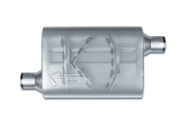 Street-Series Street Flow Muffler, 2-Chamber Inlet/Outlet: 2 in., Offset In/Offset Out [Satin Finish]