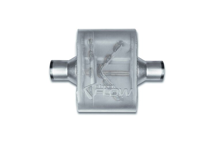 Street-Series Street Flow Muffler, 1-Chamber Inlet/Outlet: 2.250 in., Center In/Center Out [Satin Finish]