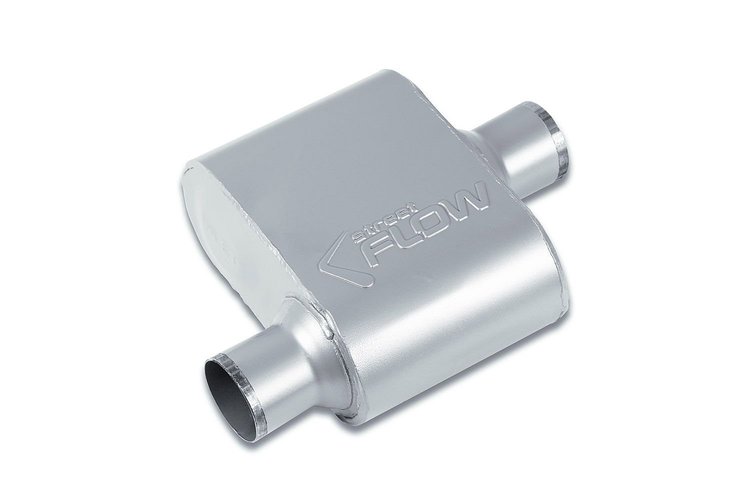 Street-Series Street Flow Muffler, 1-Chamber Inlet/Outlet: 2.250 in., Offset In/Center Out [Satin Finish]