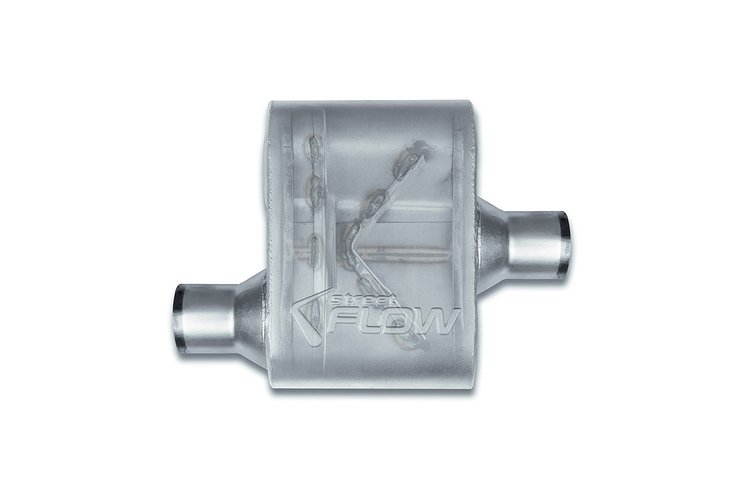 Street-Series Street Flow Muffler, 1-Chamber Inlet/Outlet: 2.250 in., Offset In/Offset Out [Satin Finish]
