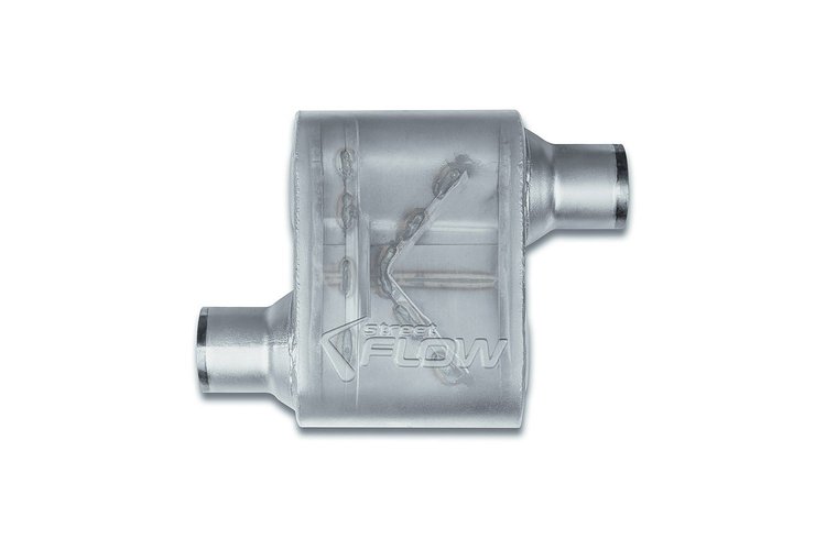 Street-Series Street Flow Muffler, 1-Chamber Inlet/Outlet: 2.500 in., Offset In/Offset Out [Satin Finish]