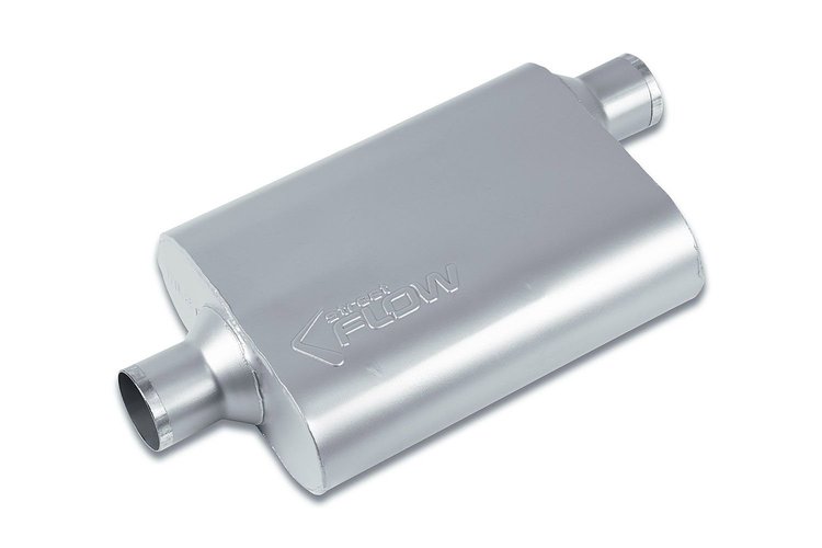 Street-Series Street Flow Muffler, 2-Chamber Inlet/Outlet: 2.500 in. Center In/Offset Out [Satin Finish]