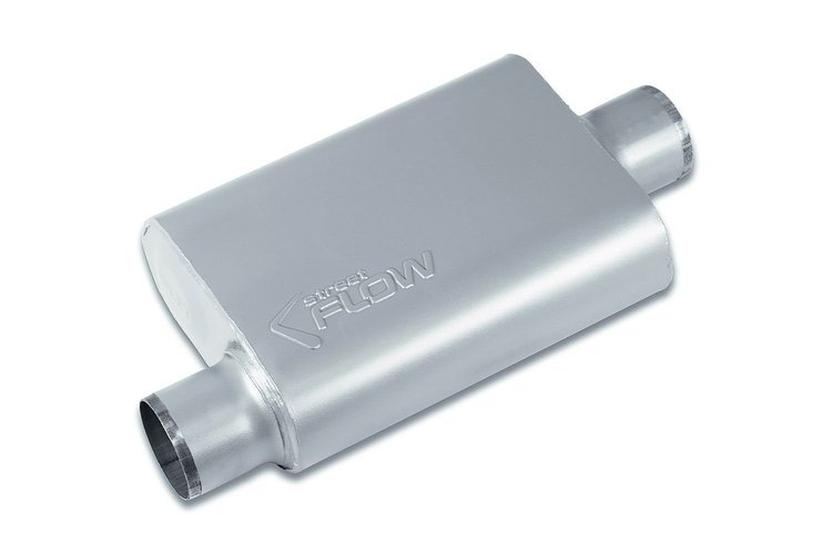Street-Series Street Flow Muffler, 2-Chamber, Inlet/Outlet: 3 in., Offset In/Center Out [Satin Finish]