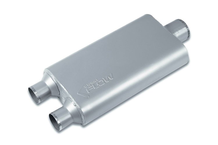 Street-Series Street Flow Muffler, 3-Chamber, Inlet/Outlet: 2.250 in./3 in., Dual In/Center Out [Satin Finish]