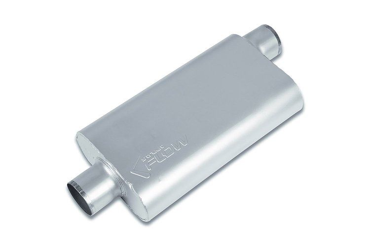 Street-Series Street Flow Muffler, 3-Chamber, Inlet/Outlet: 3 in., Center In/Offset Out [Satin Finish]