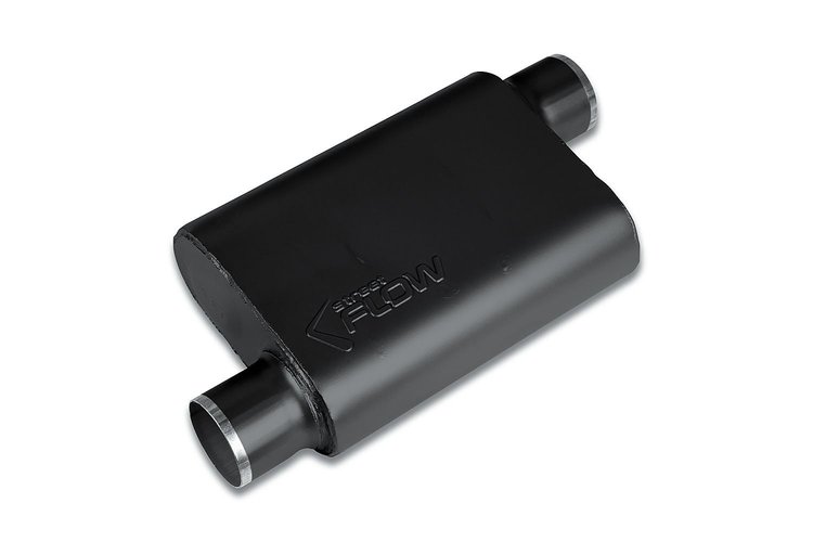 Street-Series Street Flow Muffler, 2-Chamber, Inlet/Outlet: 3 in./3 in., Offset In/Offset Out [Black Powder-Coat Finish]