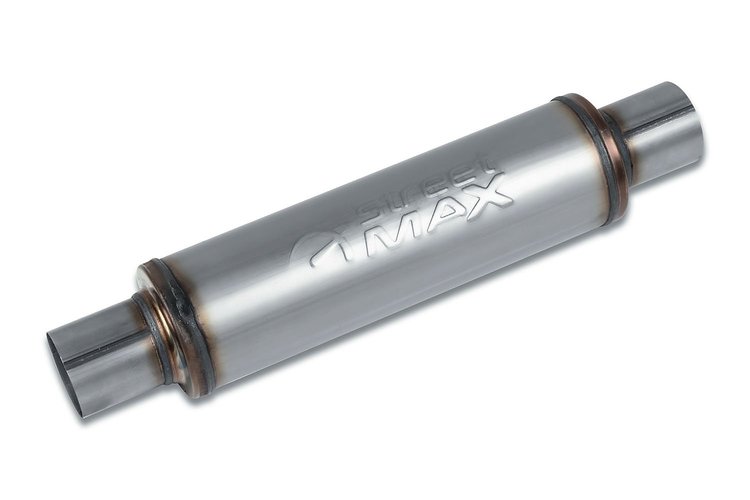 Street-Series Street Max Muffler, Straight-Through, Inlet/Outlet: 2.500 in., Center In/Center Out [Natural Finish]