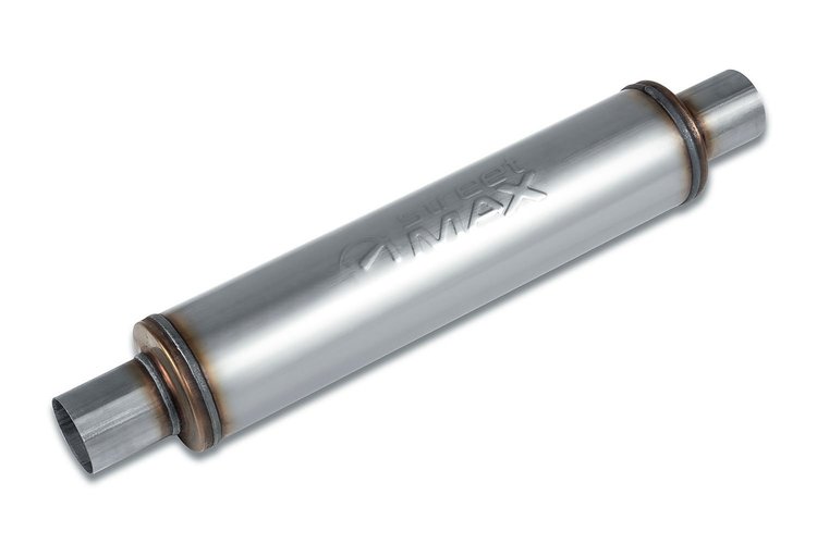 Street-Series Street Max Muffler, Straight-Through, Inlet/Outlet: 2.250 in., Center In/Center Out [Natural Finish]