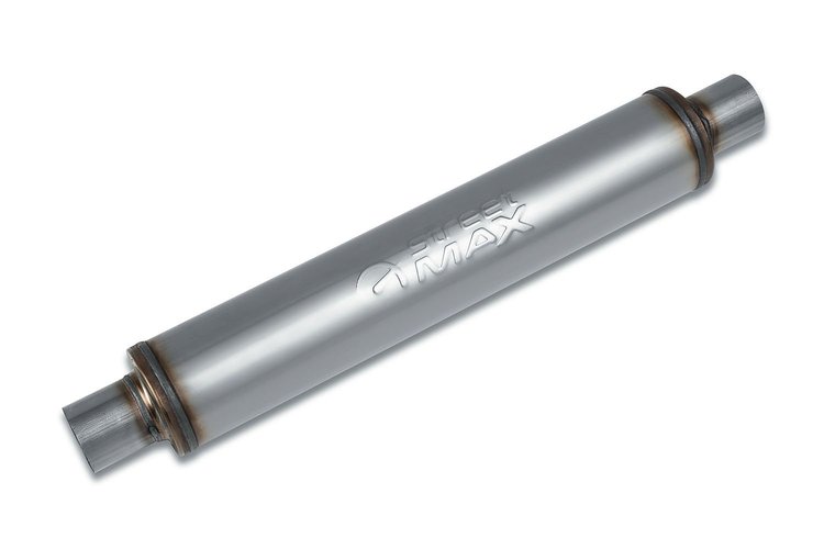 Street-Series Street Max Muffler, Straight-Through, Inlet/Outlet: 2.250 in., Center In/Center Out [Natural Finish]