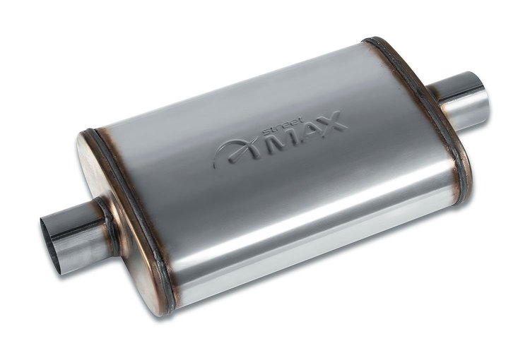 Street-Series Street Max Muffler, Straight-Through, Inlet/Outlet: 2.250 in., Center In/Center Out [Natural Finish]