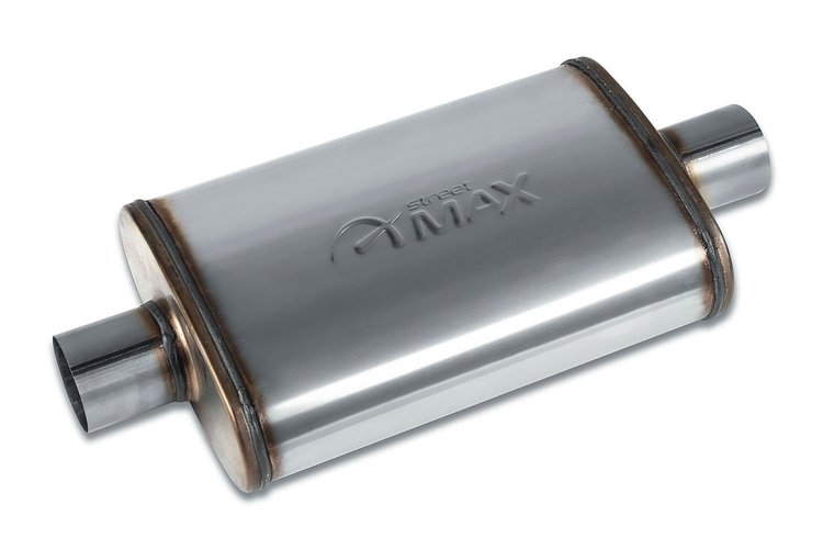 Street-Series Street Max Muffler, Straight-Through, Inlet/Outlet: 2.500 in., Center In/Center Out [Natural Finish]