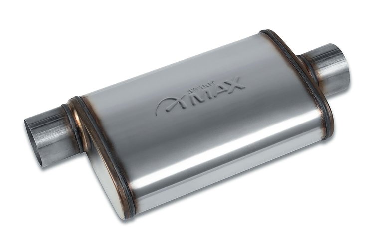 Street-Series Street Max Muffler, Straight-Through, Inlet/Outlet: 3 in., Offset In/Center Out [Natural Finish]