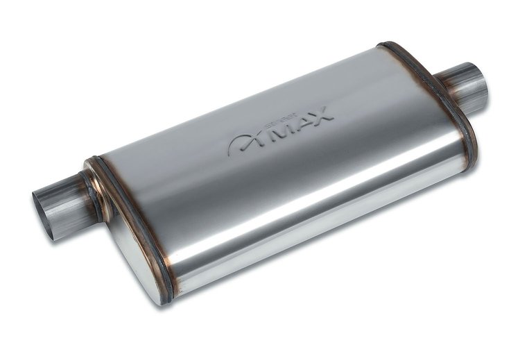 Street-Series Street Max Muffler, Straight-Through, Inlet/Outlet: 2.500 in., Offset In/Center Out [Natural Finish]