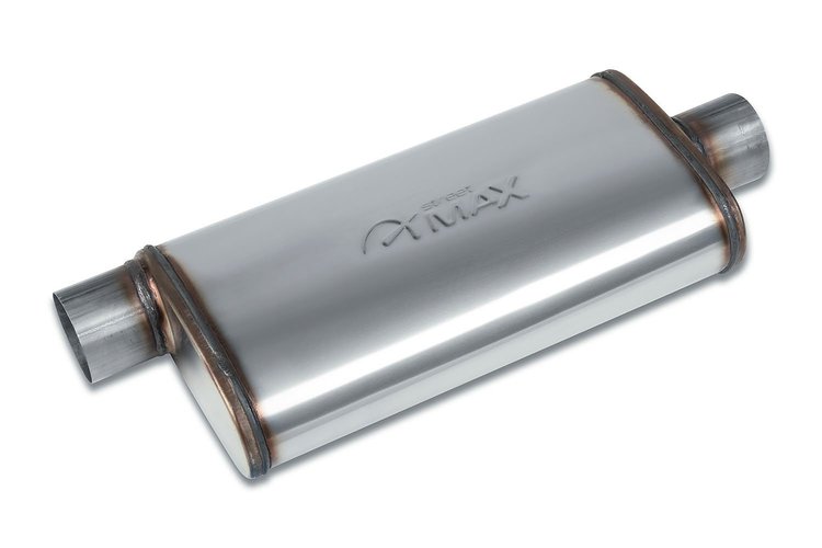 Street-Series Street Max Muffler, Straight-Through, Inlet/Outlet: 3 in., Offset In/Center Out [Natural Finish]