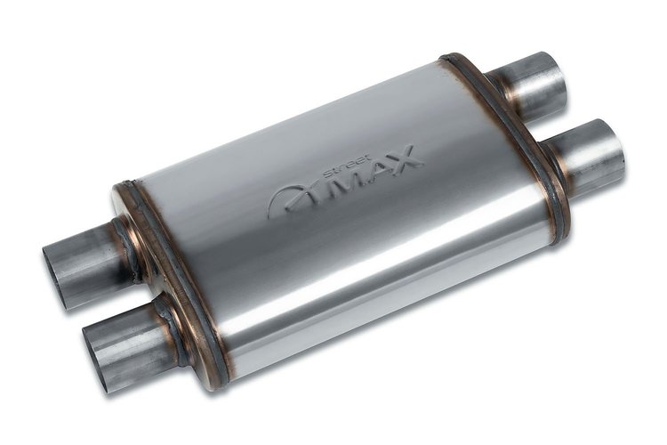 Street-Series Street Max Muffler, Straight-Through, Inlet/Outlet: 2.250 in., Dual In/Dual Out [Natural Finish]