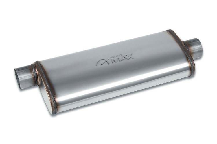 Street-Series Street Max Muffler, Straight-Through, Inlet/Outlet: 3 in., Offset In/Center Out [Natural Finish]
