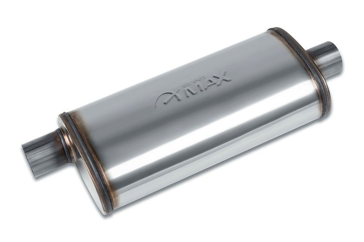 Street-Series Street Max Muffler, Straight-Through, Inlet/Outlet: 2.500 in., Offset In/Center Out [Natural Finish]