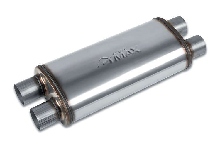 Street-Series Street Max Muffler, Straight-Through, Inlet/Outlet: 2.500 in., Dual In/Dual Out [Natural Finish]