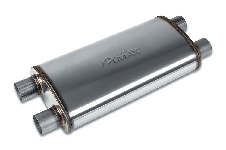 Street-Series Street Max Muffler, Straight-Through, Inlet/Outlet: 2.500 in., Dual In/Dual Out [Natural Finish]