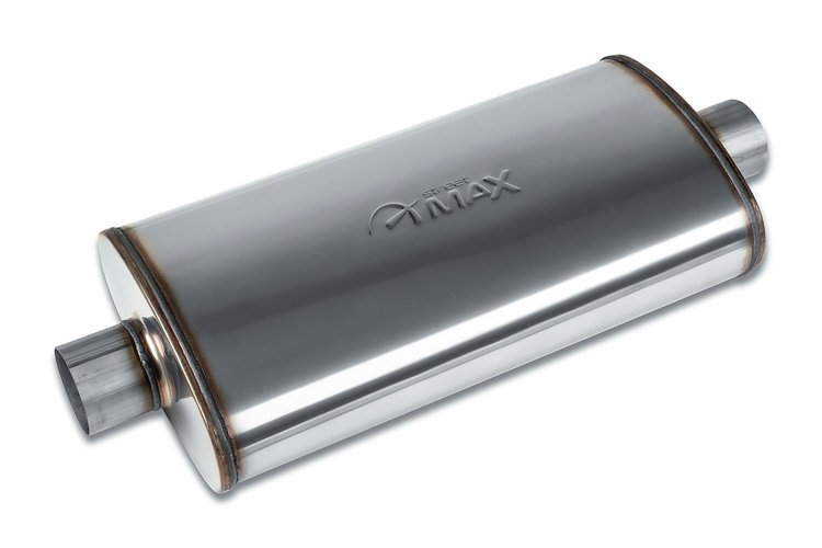 Street-Series Street Max Muffler, Straight-Through, Inlet/Outlet: 3 in., Center In/Center Out [Natural Finish]