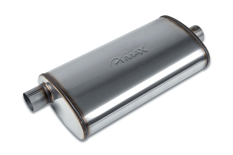 Street-Series Street Max Muffler, Straight-Through, Inlet/Outlet: 2.500 in., Offset In/Center Out [Natural Finish]
