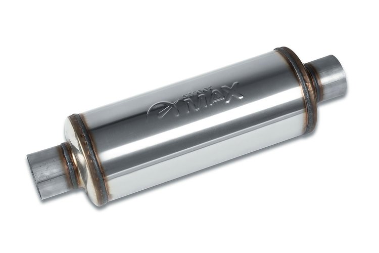 Street-Series Street Max Muffler, Straight-Through, Inlet/Outlet: 2.500 in., Center In/Center Out [Natural Finish]