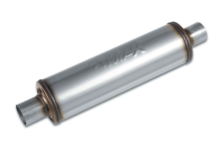 Street-Series Street Max Muffler, Straight-Through, Inlet/Outlet: 2.250 in., Center In/Center Out [Natural Finish]