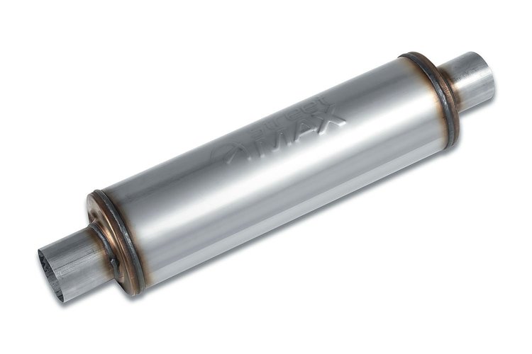 Street-Series Street Max Muffler, Straight-Through, Inlet/Outlet: 2.500 in., Center In/Center Out [Natural Finish]