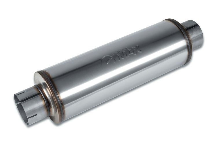 Street-Series Street Max Muffler, Straight-Through, Inlet/Outlet: 4 in., Center In/Center Out [Natural Finish]