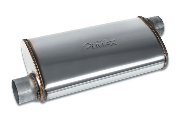 Street-Series Street Max Muffler, Straight-Through, Inlet/Outlet: 3.500 in., Offset In/Offset Out [Natural Finish]
