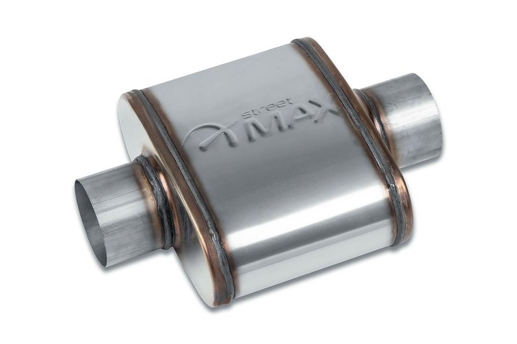 Street-Series Street Max Muffler, Straight-Through, Inlet/Outlet: 3 in., Center In/Center Out [Natural Finish]