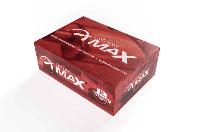 Street-Series Street Max Muffler, Straight-Through, Inlet/Outlet: 3 in., Offset In/Center Out [Natural Finish]