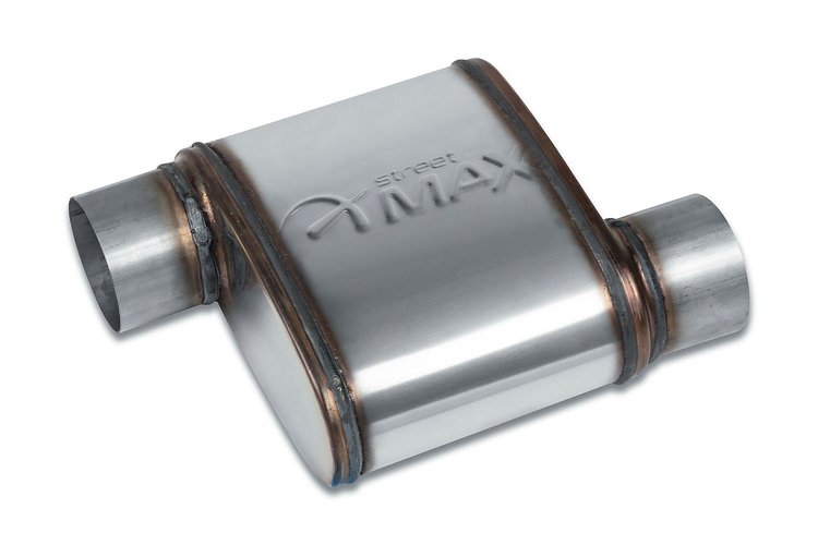 Street-Series Street Max Muffler, Straight-Through, Inlet/Outlet: 3 in., Offset In/Offset Out [Natural Finish]