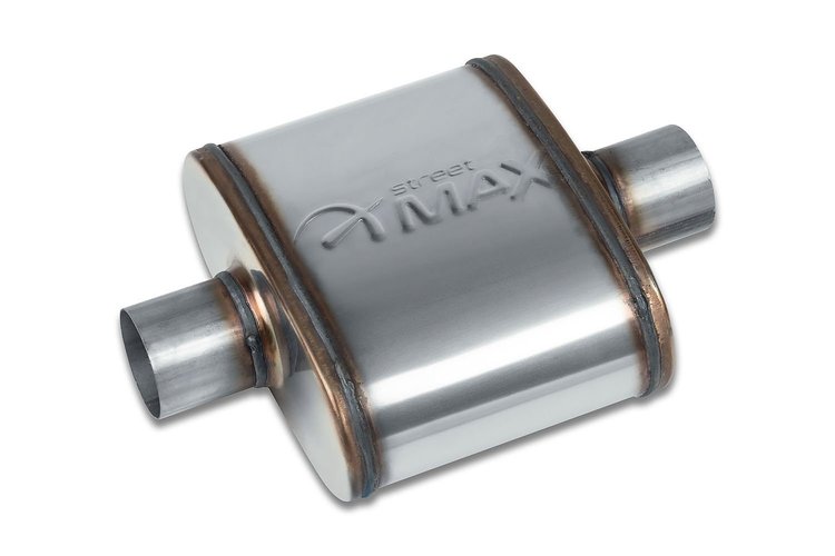 Street-Series Street Max Muffler, Straight-Through, Inlet/Outlet: 2.250 in., Center In/Center Out [Natural Finish]