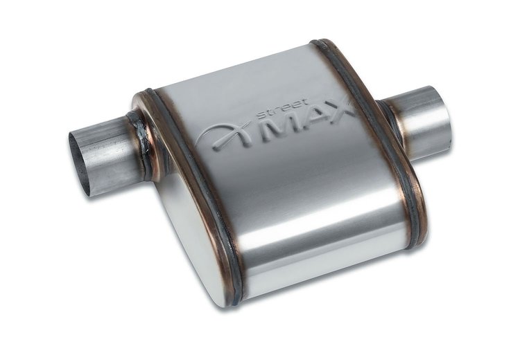 Street-Series Street Max Muffler, Straight-Through, Inlet/Outlet: 2.250 in., Offset In/Center Out [Natural Finish]