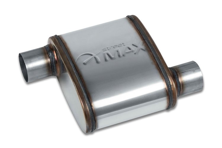 Street-Series Street Max Muffler, Straight-Through, Inlet/Outlet: 2.250 in., Offset In/Offset Out [Natural Finish]