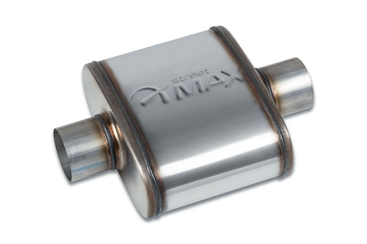 Street-Series Street Max Muffler, Straight-Through, Inlet/Outlet: 2.500 in., Center In/Center Out [Natural Finish]