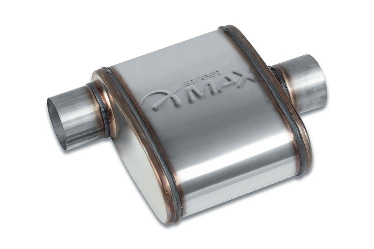 Street-Series Street Max Muffler, Straight-Through, Inlet/Outlet: 2.500 in., Offset In/Center Out [Natural Finish]